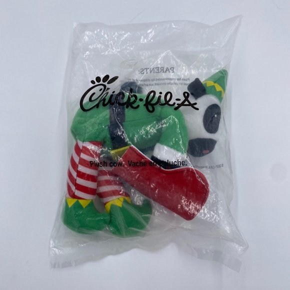 Chick fil a Toys Chick Fil A Christmas Cow Plush Green Elf Outfit